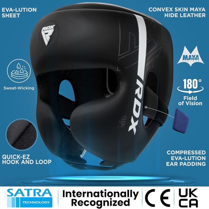 RDX Kids Boxing Headgear - Maya Hide Leather Sparring Headguard for Kickboxing, MMA, Muay Thai, Karate, Taekwondo & Krav Maga Training - White, Standard