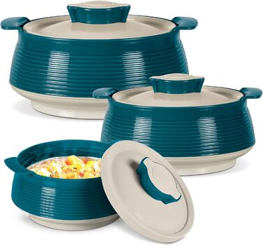 Milton Venice Jr. Insulated Stainless Steel Casserole Set of 3 (450 ml, 850 ml, 1.35 Litres), Marble Green | BPA Free | Food Grade | Easy to Carry & Store | Ideal for Chapatti / Roti