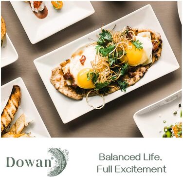 DOWAN Porcelain Serving Platter, 24.6 x 13.7 cm Rectangular Serving Platters 4 Pack, Large White Dessert Plates for Buffets, Sushi, Cakes, Appetizers at Home/in Restaurant