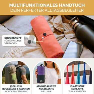 Рушник з мікрофібри Blumtal 120x60 см, легкий та надзвичайно поглинаючий - швидковисихаючі рушники з мікрофібри - ідеальний фітнес рушник/пляжний рушник/рушник для спортзалу - компактний рушник для подорожей (Ліловий, набір 3 шт: 180 x 90 см + 2x 80 x 40 