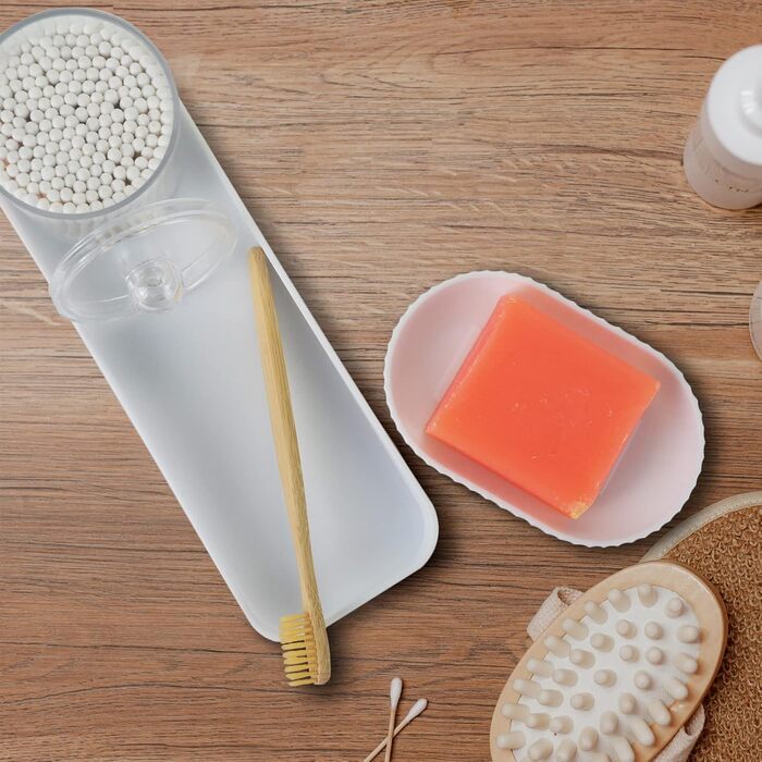 Набір аксесуарів для ванної кімнати, 10 предметів: сміттєвий бак, тримач для зубних щіток, мильниця, дозатор мила, тримач для унітазного йоржика, контейнер для ватних паличок, кришка для серветок (білий)