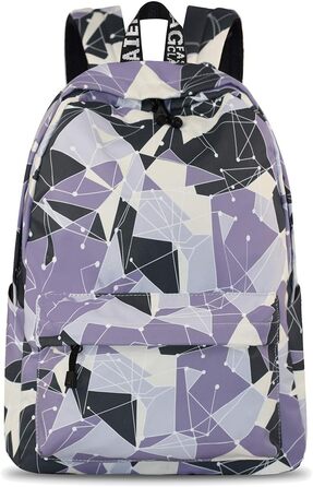 Шкільний рюкзак для дівчаток та хлопців: модний, водонепроникний, з відділенням для ноутбука (геометрія)