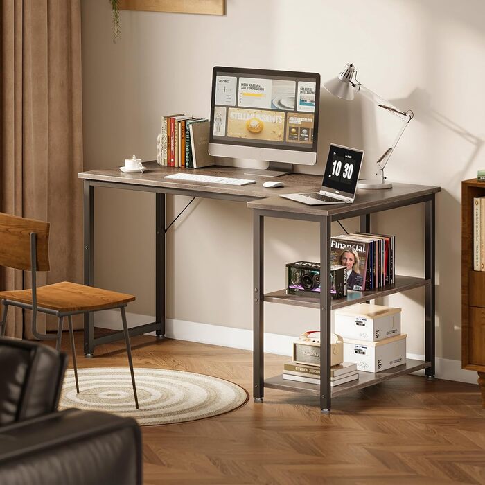 Ігровий стіл Coleshome, кутовий, з обертовим органайзером, 120x70 см (сірий)