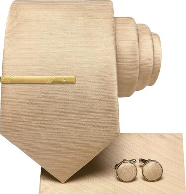 Комплект краватки, нагрудного хустинки та краваткових затискачів Hi-Tie, золотистий, для вечірки, весілля