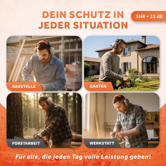 Schallwerk Work+ | Навушники шумозахисні для роботи та повсякденного використання (Помаранчевий)