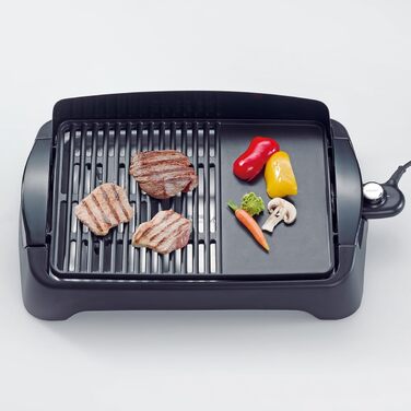 Cloer 656 Electric Grill - Tabletop Grill with Splash Guard, Large 43x30.5cm Non-Stick Surface, 2000W, Black