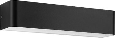 EGLO LED Wall Lamp Sania 5, 1-light wall lamp modern, minimalist, wall lighting made of metal in white, plastic in satin finish, LED bathroom lamp warm white, L, IP44 (36.5 cm, Black)