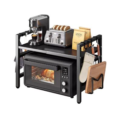 Підставка для мікрохвильової печі UBRAVOO регульована, 100 кг, органайзер для кухні (чорний)