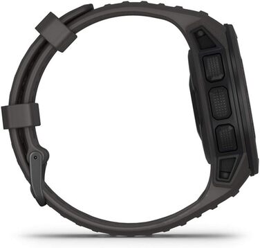 Garmin Instinct - водонепроникний GPS-годинник зі спортивними та фітнес-функціями. Вимірювання частоти серцевих скорочень на зап'ясті, фітнес-трекер та сповіщення зі смартфона. Багато моделей на вибір, ремінець чорний