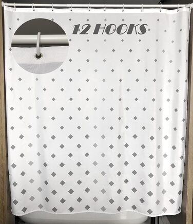 Штора для душу YOUNG DA текстильна біло-сіра з малюнком 