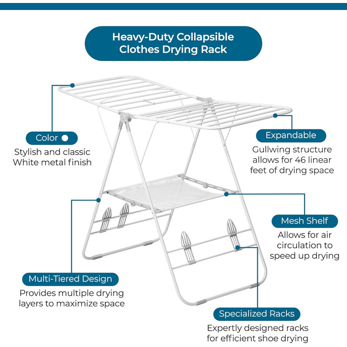Honey Can Do 2-Tier Folding Clothes Drying Rack, Tripod, DRY-09220, Chrome (Folding Gullwing Drying Rack)
