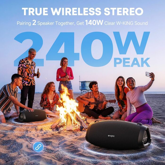 W-KING Bluetooth колонка 120W: Водонепроникна портативна колонка для вечірок з глибоким басом, TF/AUX/EQ, до 42 годин