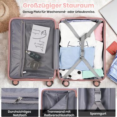 Набір валіз Tavoxda 3 шт. з TSA-замком, розкладний телескопічний ручка, великі валізи, набір для подорожей (1 шт, рожеве золото)