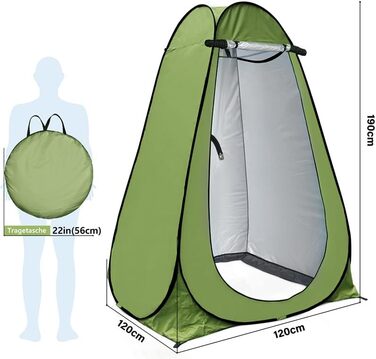 Намет для душу та туалету намет-розкладачка 2-4 особи, армійний колір, для кемпінгу, відпочинку на природі, пляжу, з сумкою та аксесуарами
