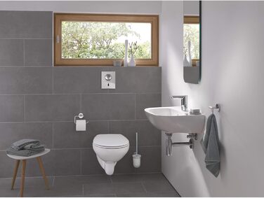 GROHE Essentials Toilet Paper Holder - Adhesive, No Cover, Chrome Finish
