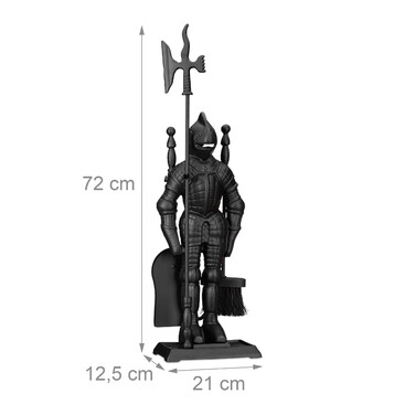 Relaxdays Fireplace Set Knight Cast Iron 4-Piece