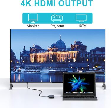 Док-станція USB-C для ноутбука з підтримкою 2 моніторів 4K, 13 в 1, з DisplayPort, HDMI, USB3.1, RJ45, 100W PD, кардридер, аудіо/мікрофон, для Dell HP (сірий)