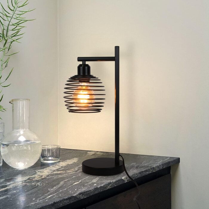 Стійка лампа ZMH Vintage, чорна, для спальні, вітальні, дитячої кімнати, офісу, металева, Е27, 60W, ретро, з вимикачем, без лампочки