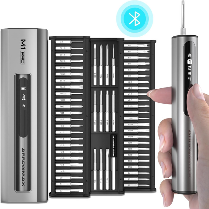 ARROWMAX Міні електричний шуруповерт, прецизійний набір інструментів для ремонту телефонів, годинників, ноутбуків (M1 PRO)