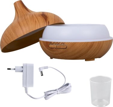 Дифузор аромату 300мл - ультразвуковий зволожувач повітря з 14 кольорами LED-підсвічування та таймером, ароматерапія, для ефірних олій (натуральний)