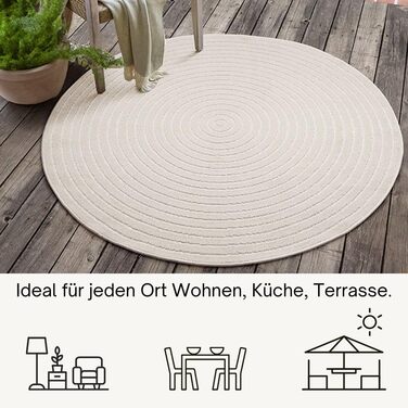 Килим Santo Plus для вітальні та спальні: якісний, легкий у догляді, довговічний, сучасний дизайн, підходить для вулиці, кремовий, 160 x 220 см