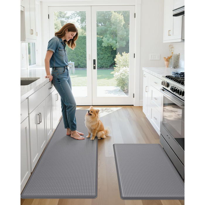 Килимок для кухні COLOR&GEOMETRY 44x150 см, сірий, з неслизьким покриттям, PVC, водо- та олієстійкий, з гумовою основою