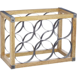 Винна полиця KitchenCraft Industrial Kitchen на 6 пляшок, метал, бежево-сіра, 30x18x18 см
