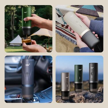 CERA+ Electric Portable Espresso Machine, Self-Heating in 3-4 Minutes, with Portable Bag.