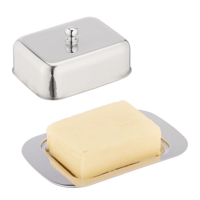 Relaxdays Stainless Steel Butter Dish with Lid
