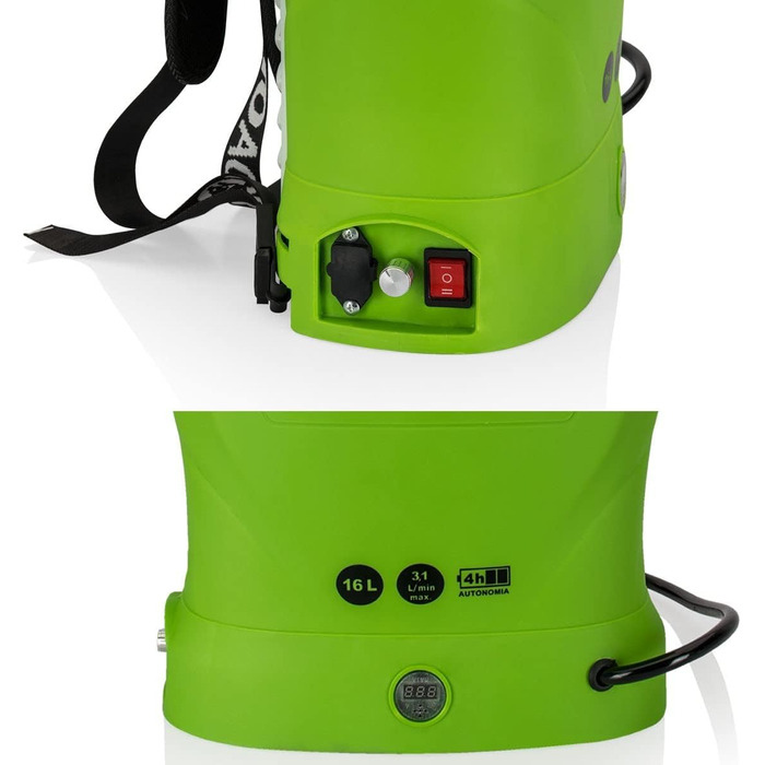 Vito Battery-Powered Sprayer, 12 V, 16 l, up to 6 bar, max. battery life 4 h, charger included, for plants, gardens, and roofs.