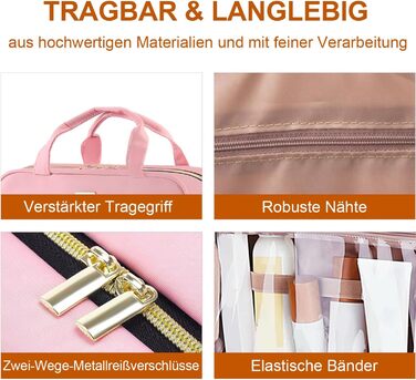 Косметичка для жінок, дорожня косметичка з можливістю підвішування, прозора косметичка для макіяжу та туалетних аксесуарів, рожева