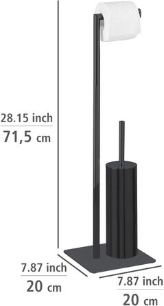 Набір для туалету WENKO Recco 2-в-1: щітка для унітазу та тримач туалетного паперу, чорний, сталь, 20 x 71,5 x 20 см