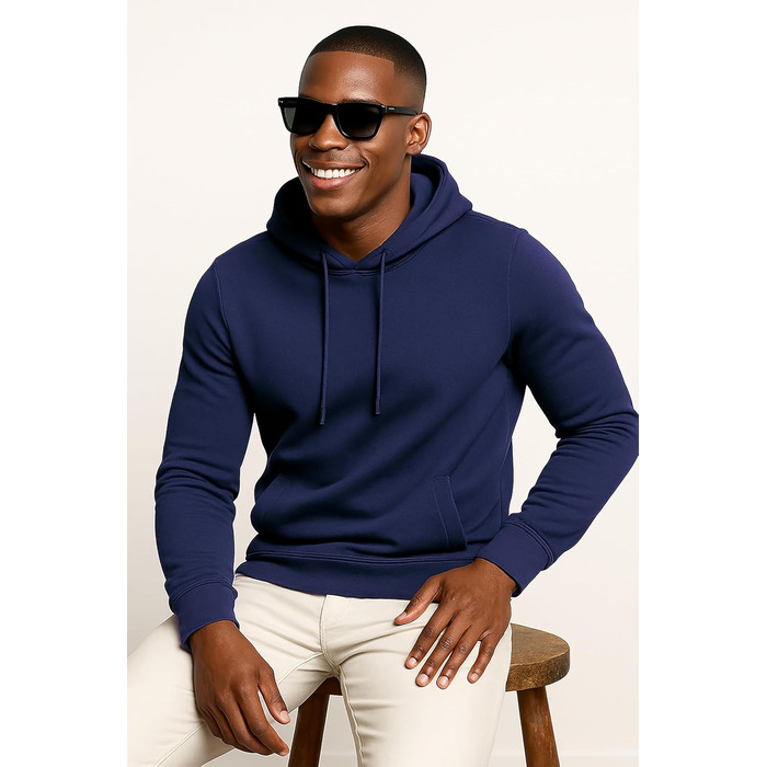 Чоловіча толстовка Leif Nelson Slim Fit з капюшоном, довгим рукавом, темно-синього кольору для спорту та повсякденного носіння