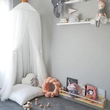 OldPAPA Kids Canopy Bed Canopy Baby Bed Mosquito Net Princess Playroom Decor Dome Premium Yarn Netting Curtains, White