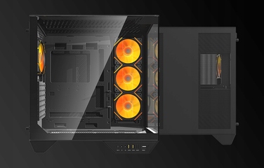 Корпус для ПК DarkFlash DY470 ATX Cube Case, 4 вентилятори ARGB, з ручкою