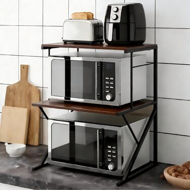 Кухонна полиця для мікрохвильовки та тостера, 3 яруси, дуб. Організатор для кухні, економія місця