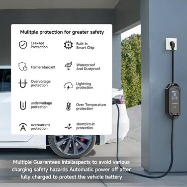 Кабель зарядного пристрою для електромобіля 8м, 3.6 кВт, Schuko, регульований струм 6/8/10/13/16A, з сумкою, IEC 62196-2