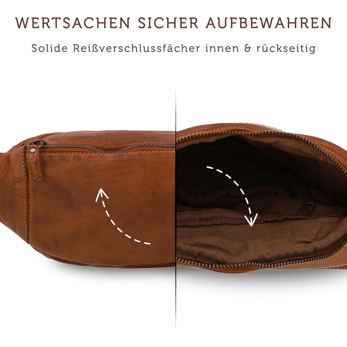 Чоловіча/жіноча поясна сумка Gusti Leather Spencer I з натуральної шкіри, регульований ремінь (колір: коричневий)