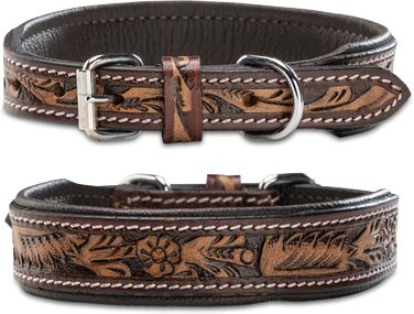 Нашийник для собак Джек Рассел з натуральної шкіри буйвола, регульований, з м'якою підкладкою, ручної роботи, з різьбленням, Alexey, розмір S (26-34 см)