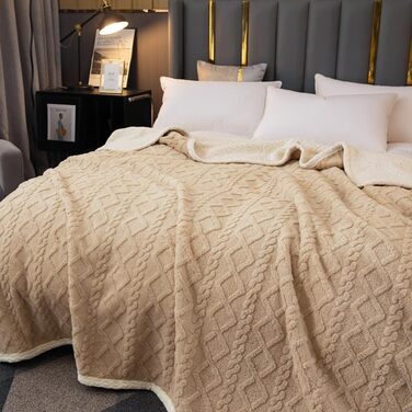 Плед Sherpa-Fleece з начосом, двосторонній, плюшевий, м'який, сірий-блакитний, 150 x 200 см