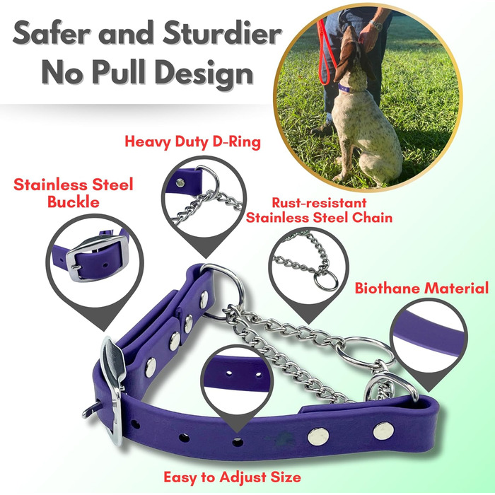 Нашийник для собак Artingale від JI HODGES, біотана, невеликий розмір (фіолетовий), професійна якість, не дає тягнути