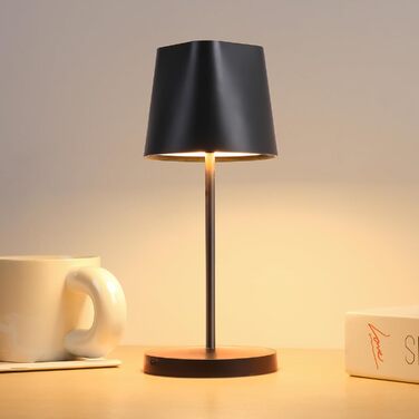 LED-лампа Quntis настільна бездротова, торкання, регулювання яскравості, акумулятор, USB зарядка, 3000K-5000K, IP44, вологостійка, для дому та саду, чорна