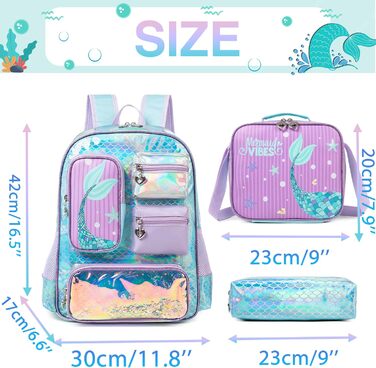 Шкільний рюкзак для дівчинки HTgroce 3 клас. Шкільна сумка-рюкзак для дівчаток, колір: блакитний, з морем.