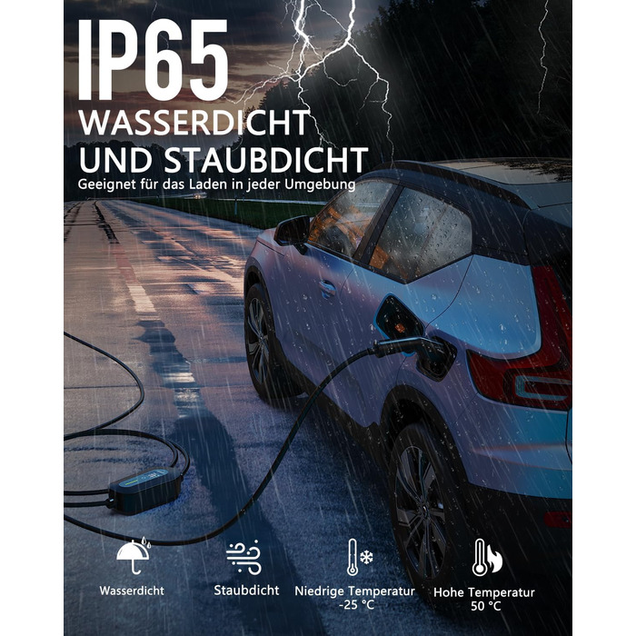 Мобільна зарядна станція Wallbox 11 кВт (3-фазна) з кабелем 7м, роз'єм Type 2, CEE 16A, адаптер-сет | Зарядка для електромобілів та PHEV | IP65, 6/8/10/13/16A