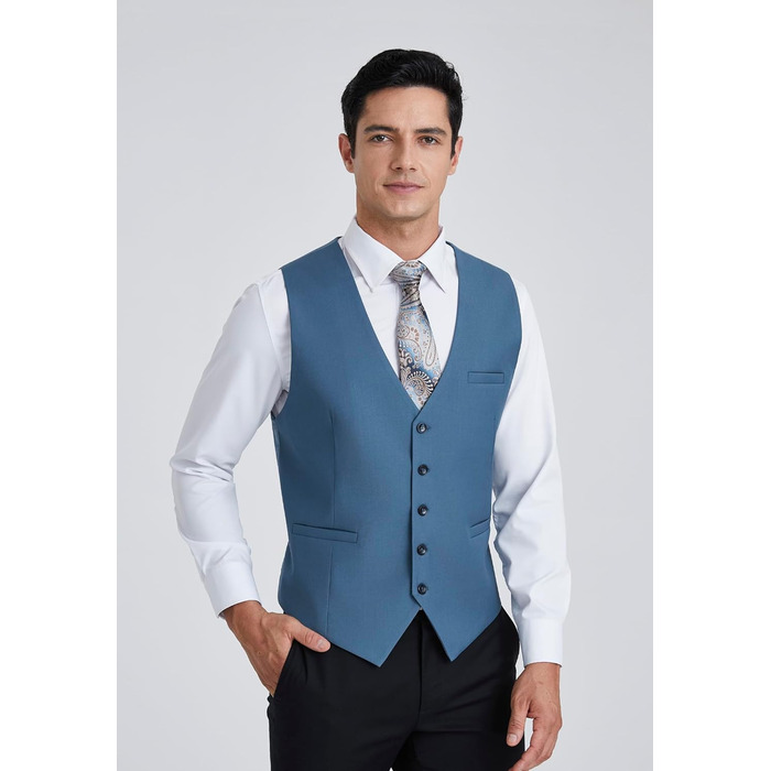 Чоловіча жилетка Enision для ділового стилю та вечірніх подій, однотонна жилетка з кишенями, розміри XS-4XL, колір: морський/блакитний