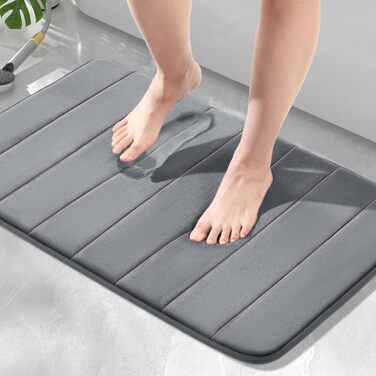 Килимок для ванної кімнати HITSLAM з ефектом пам'яті (Memory Foam), протиковзкий, 50 x 80 см, темно-сірий