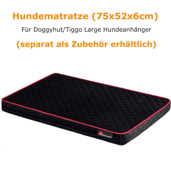 DOGGYHUT® Преміум великий велосипедний причіп для собак 2 в 1 / Візок для собак / Біговий візок для собак, об'єм 270 літрів, для собак середніх та великих порід до 35 кг, чорна матрац для собак