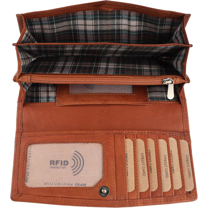 Benthill Women's Wallet Large Genuine Leather | Large Wallet XXL with RFID Protection | Vintage Genuine Leather Women's Wallet with Many Card Slots including Gift Box, Color: Brown