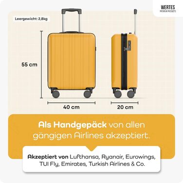 Набір валіз 3 в 1 з TSA замком - жовтий, з подвійними колесами, для подорожей