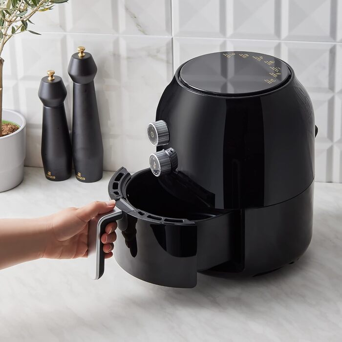 Karaca Multifry - Аерофритюрниця 3.5л, 1300 Вт, чорна - Здорова смаження, енергоекономія, легке очищення